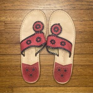 Jack Rogers | Jacks Flat Sandal | Red/Navy Leather Slip On Sandals